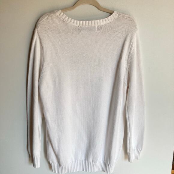 NWT Runway Athletics Womens XL White Apres Tennis Embroidered Knit Sweater Prep - Picture 3 of 10